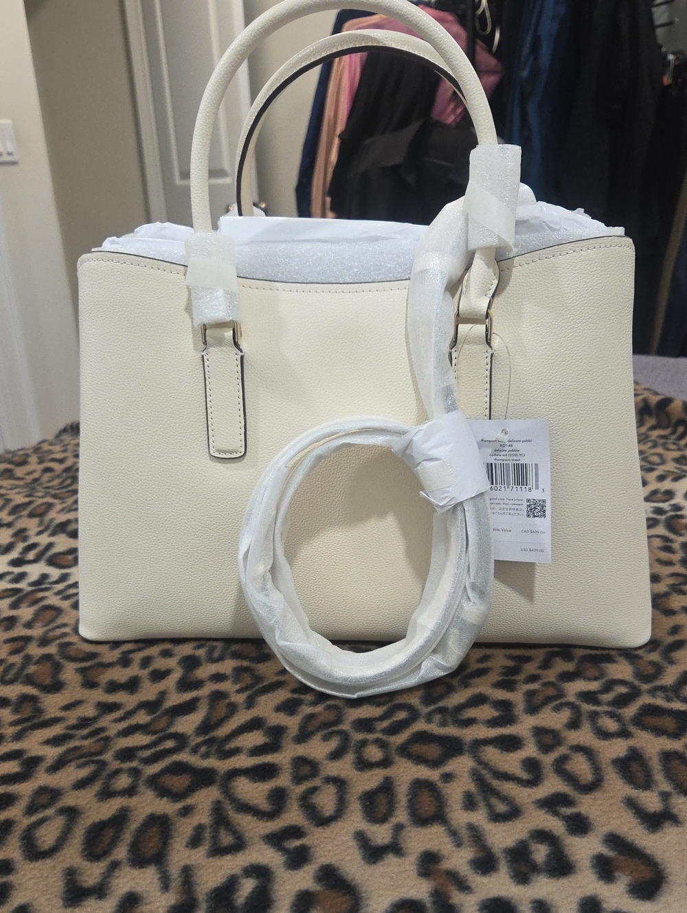 kate spade Thompson Cashew Milk Cream Structured Satchel with Top Handles